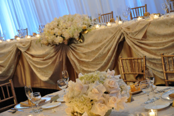 Low Table Centerpieces by M & P Floral and Event Production